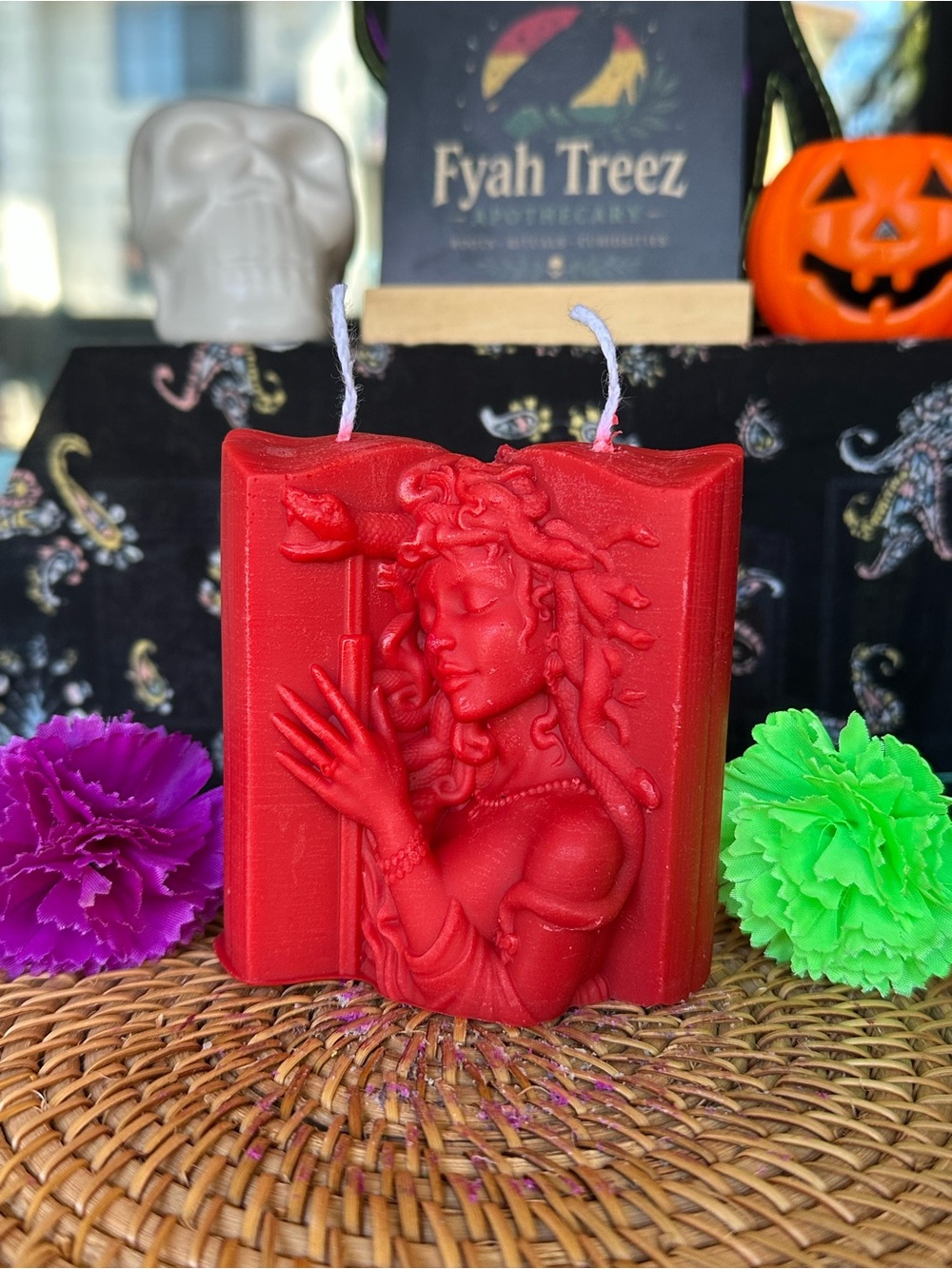 Red Medusa Double Wick Candle – Protection, Power & Transformation